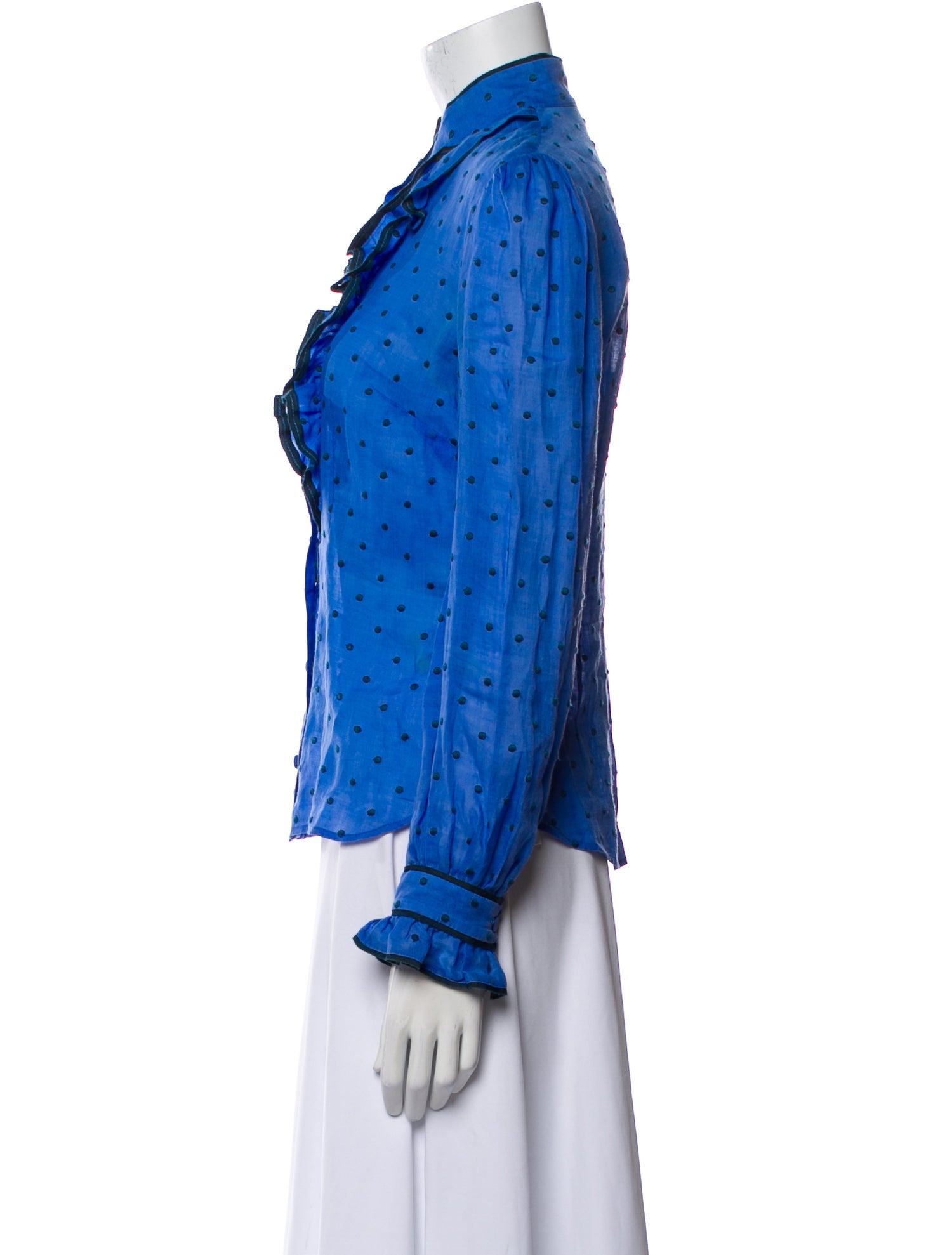 Zimmermann Polka Dot Print Long Sleeve Button-Up Top