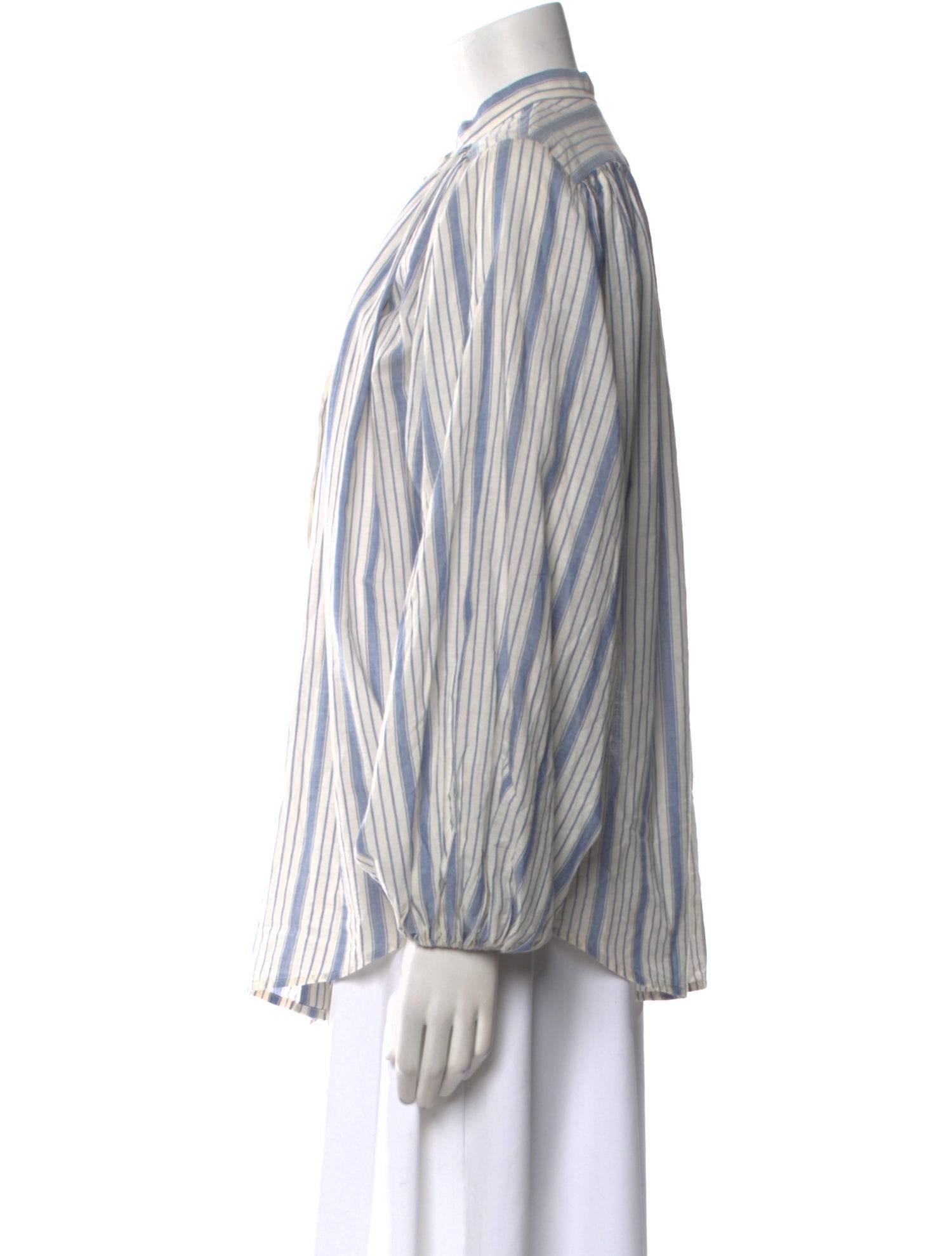 Zimmermann Striped Mock Neck Button-Up Top