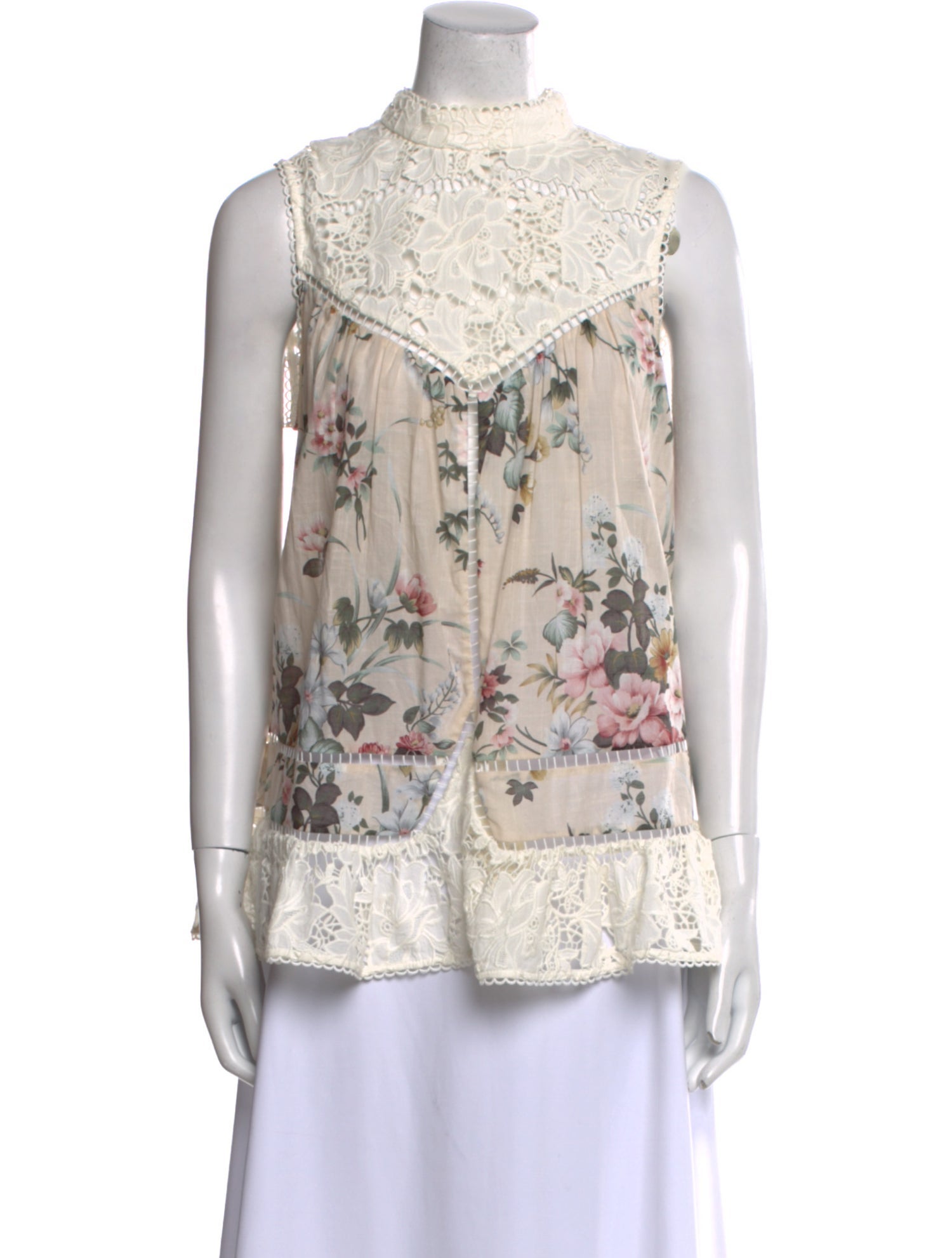 Zimmermann Floral Print Mock Neck Blouse