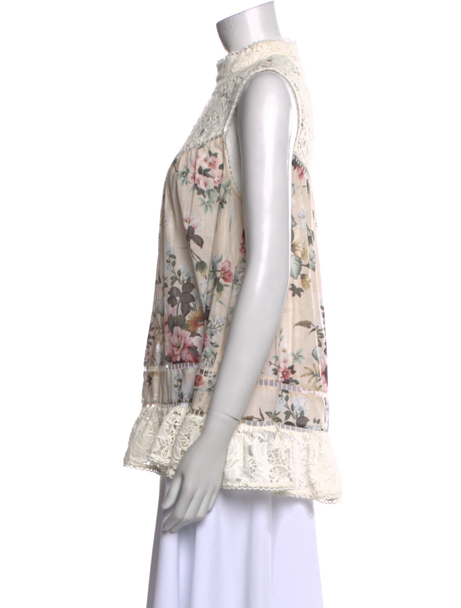 Zimmermann Floral Print Mock Neck Blouse