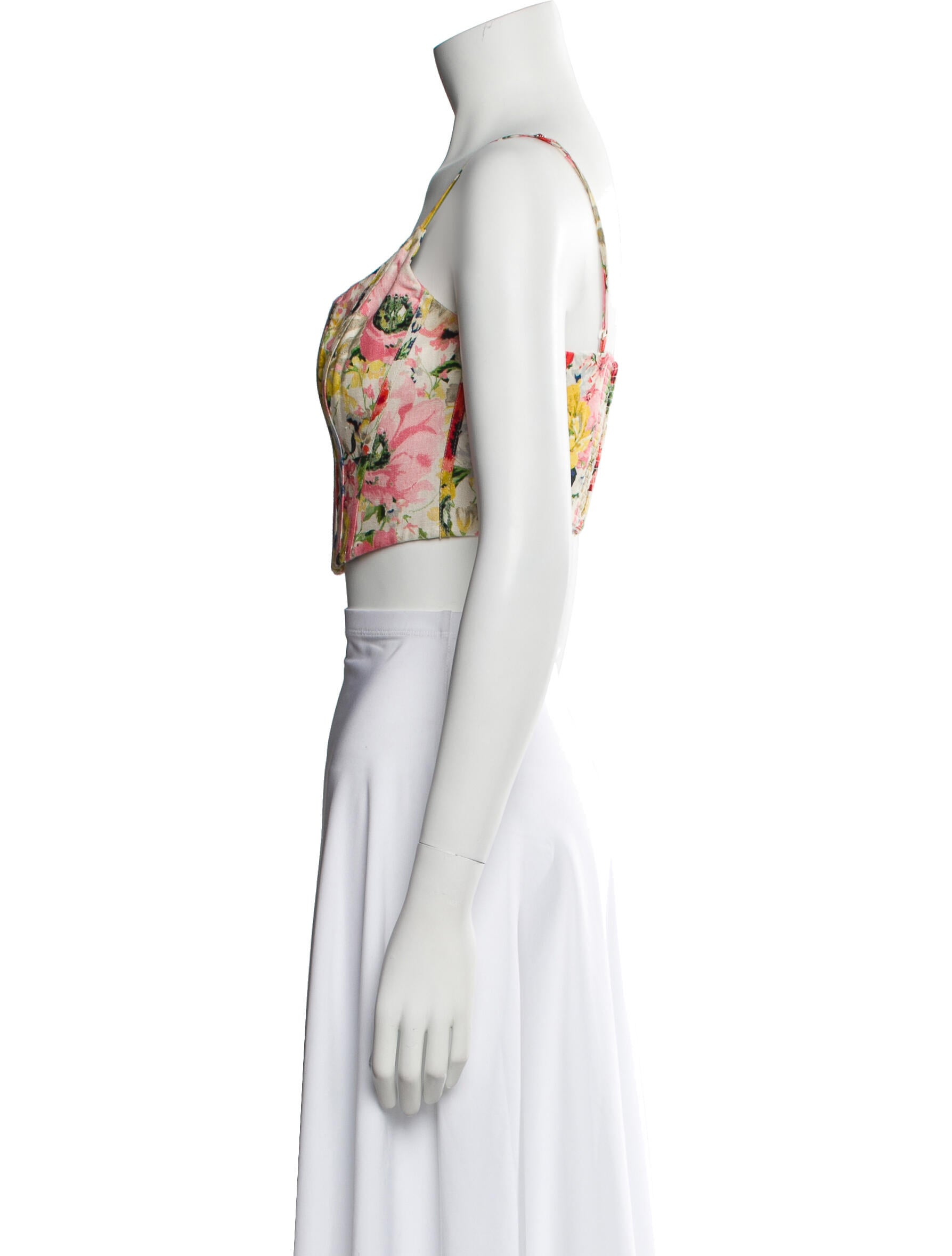 Zimmermann Linen Floral Print Crop Top