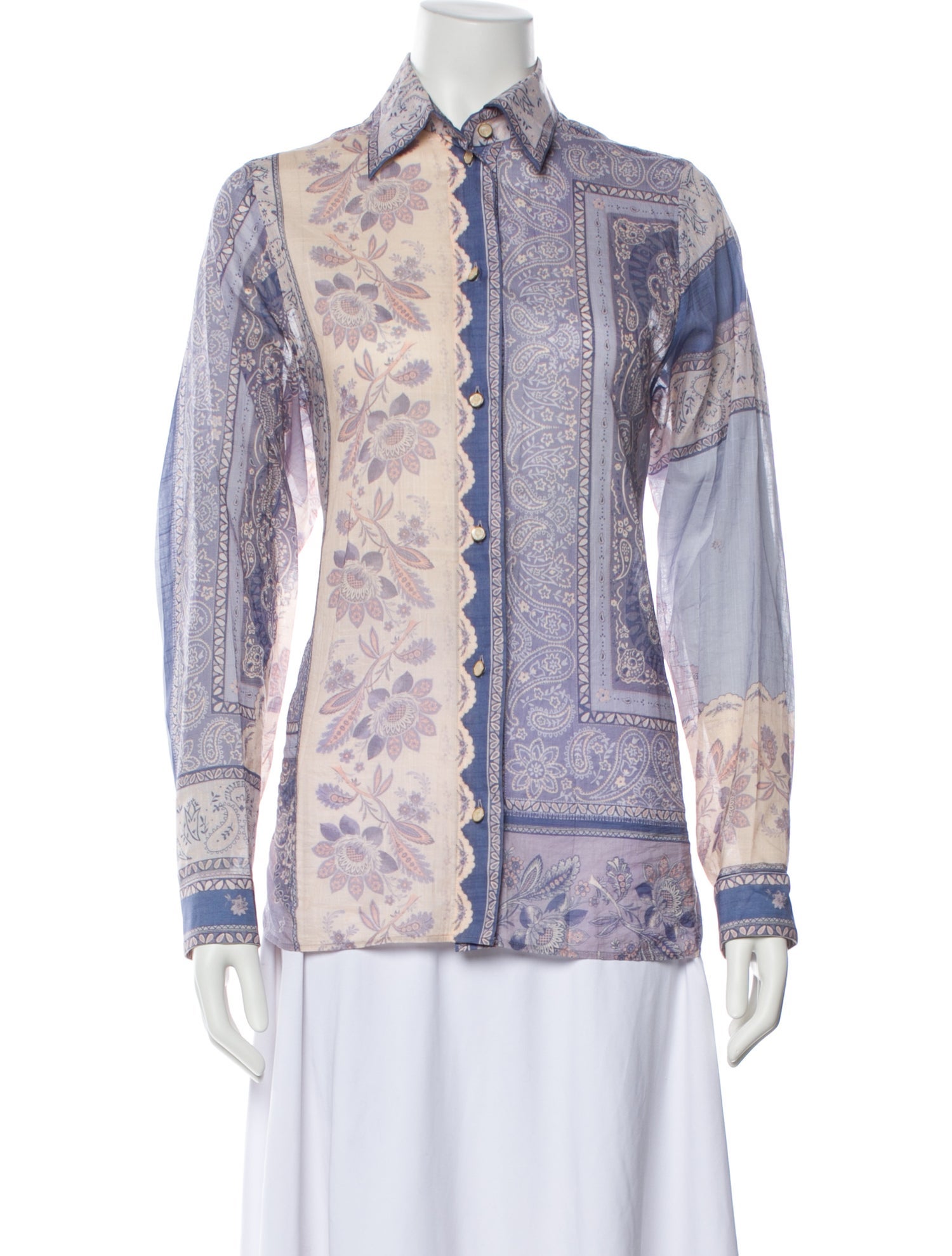Zimmermann Paisley Print Long Sleeve Button-Up Top