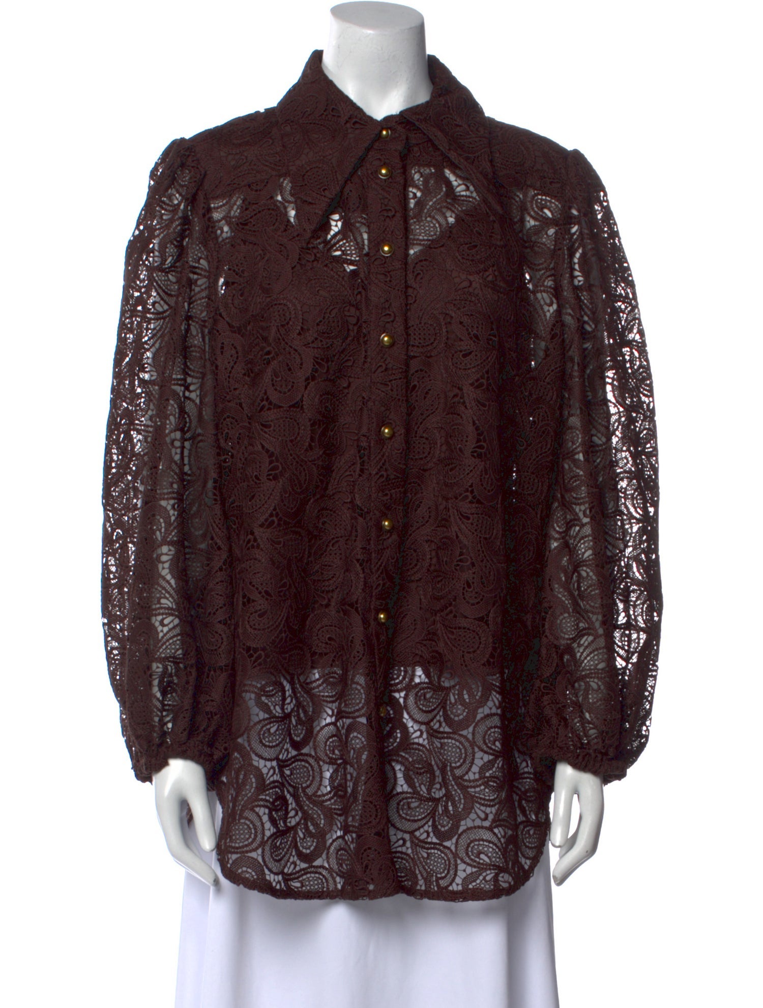 Zimmermann Lace Pattern Long Sleeve Button-Up Top