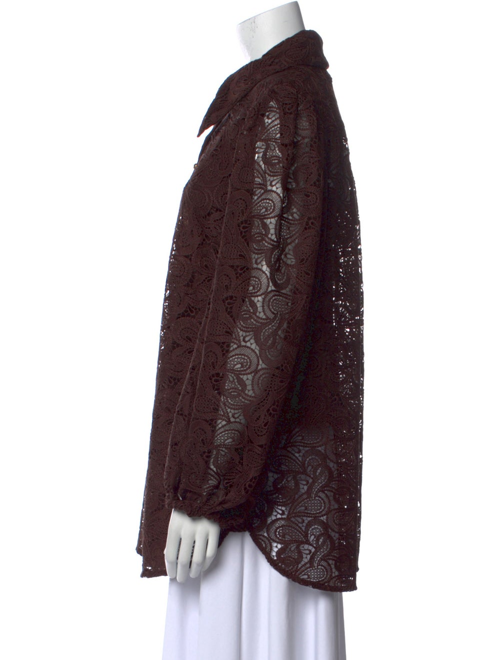 Zimmermann Button-Up Top Lace Pattern Crochet Tri… - image 2