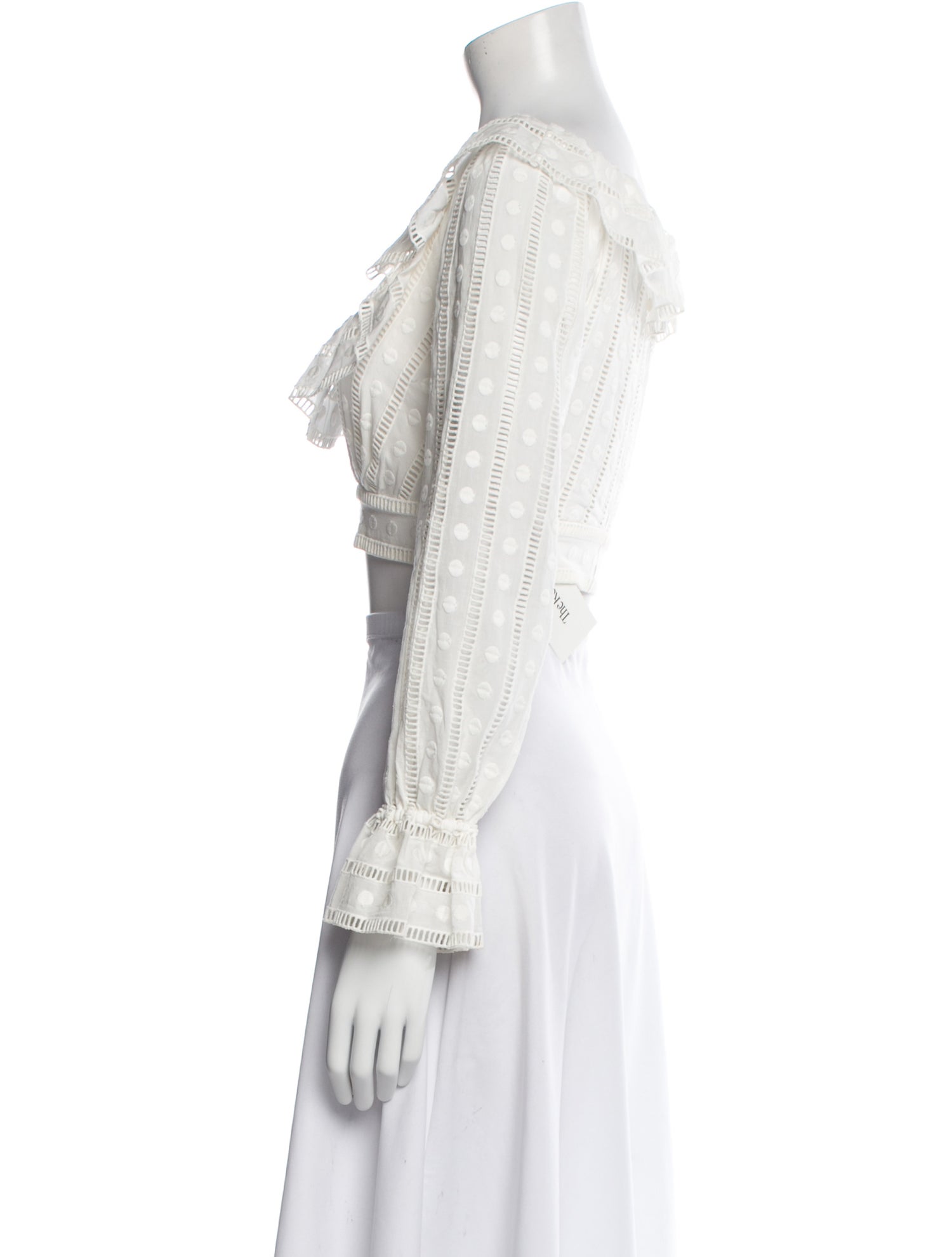 Zimmermann Square Neckline Long Sleeve Crop Top