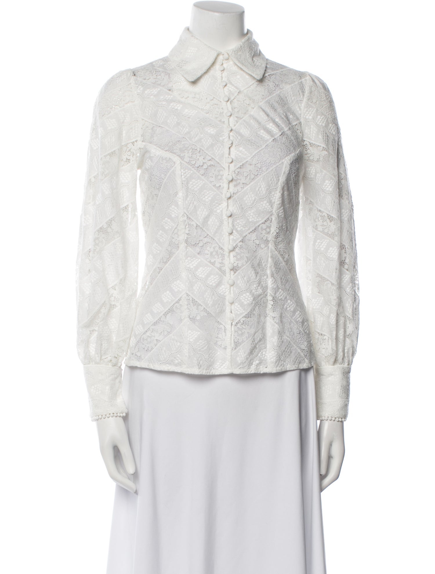 Zimmermann Lace Pattern Long Sleeve Button-Up Top