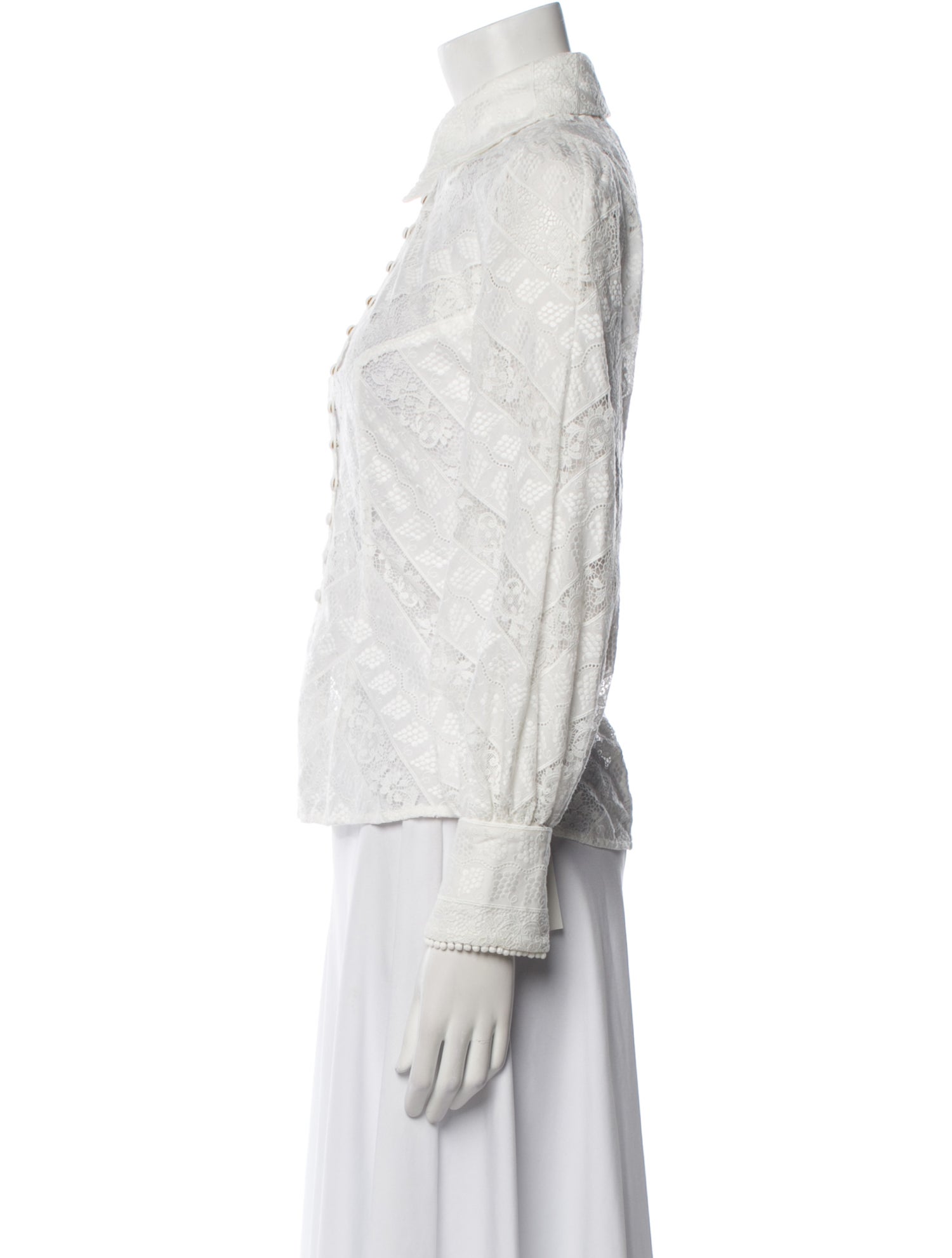 Zimmermann Lace Pattern Long Sleeve Button-Up Top