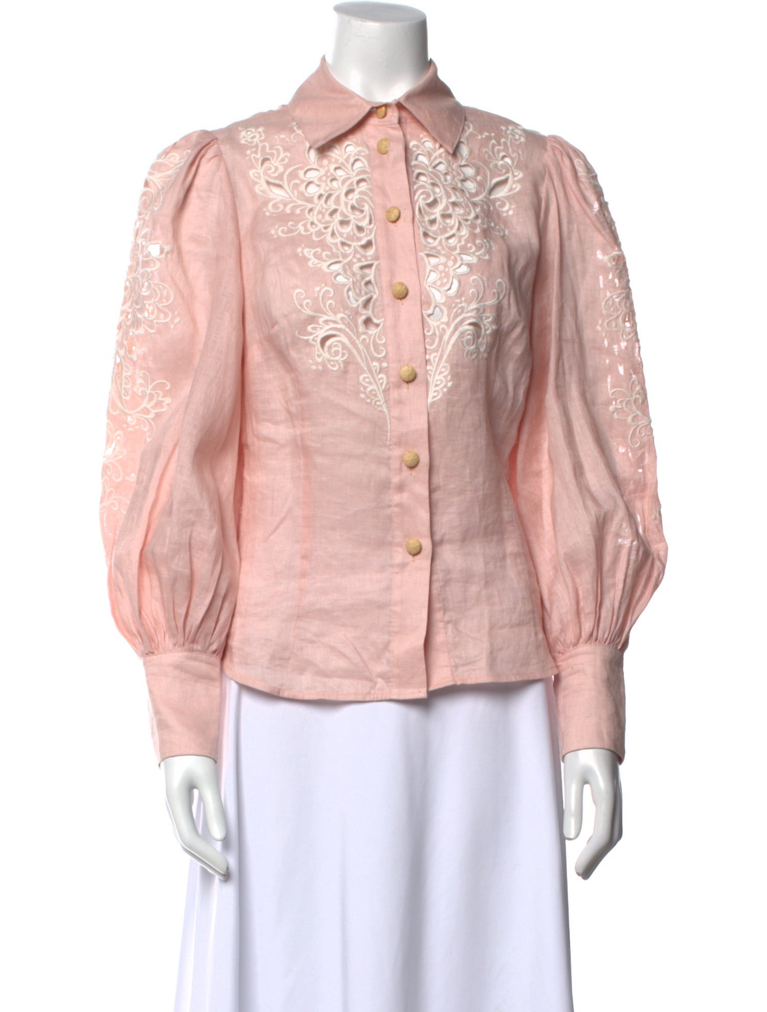 Zimmermann Linen Patterned Button-Up Top