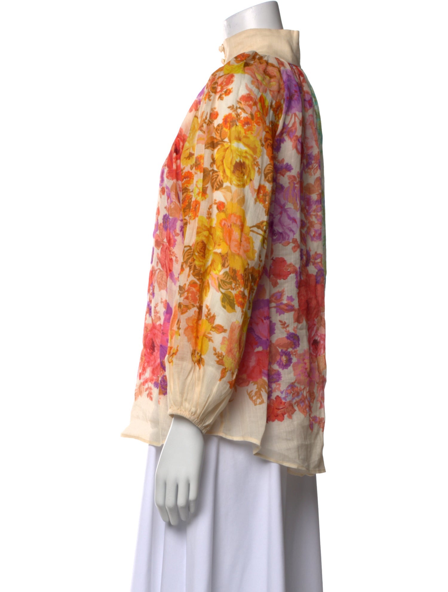 Zimmermann Floral Print Mock Neck Blouse