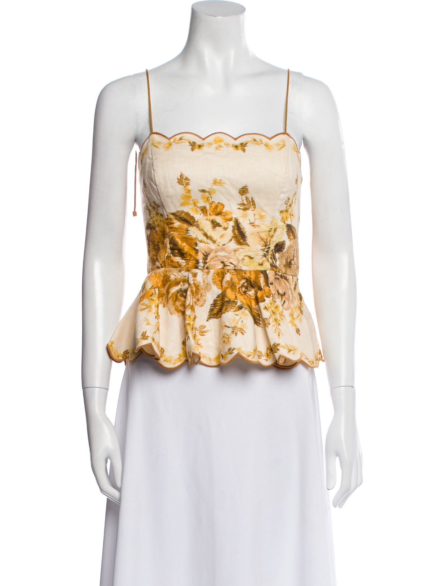 Zimmermann Linen Floral Print Crop Top