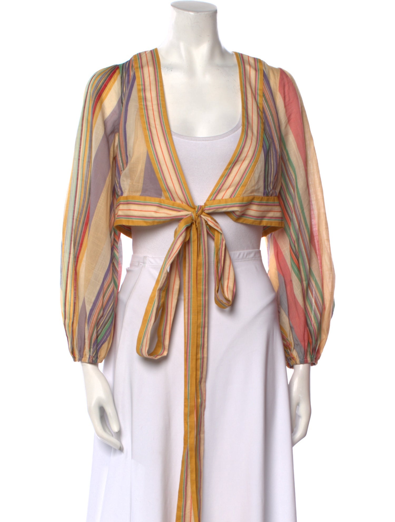 Zimmermann Striped Plunge Neckline Crop Top