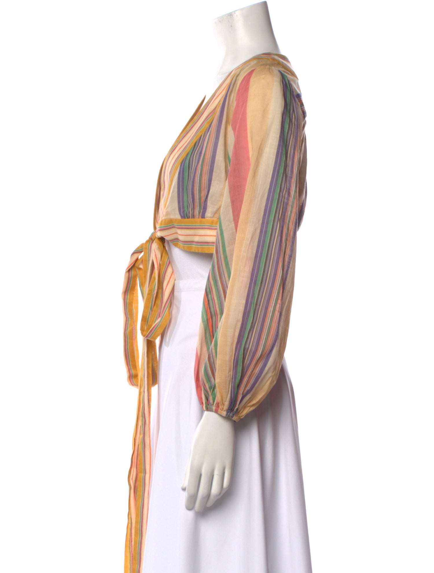 Zimmermann Striped Plunge Neckline Crop Top