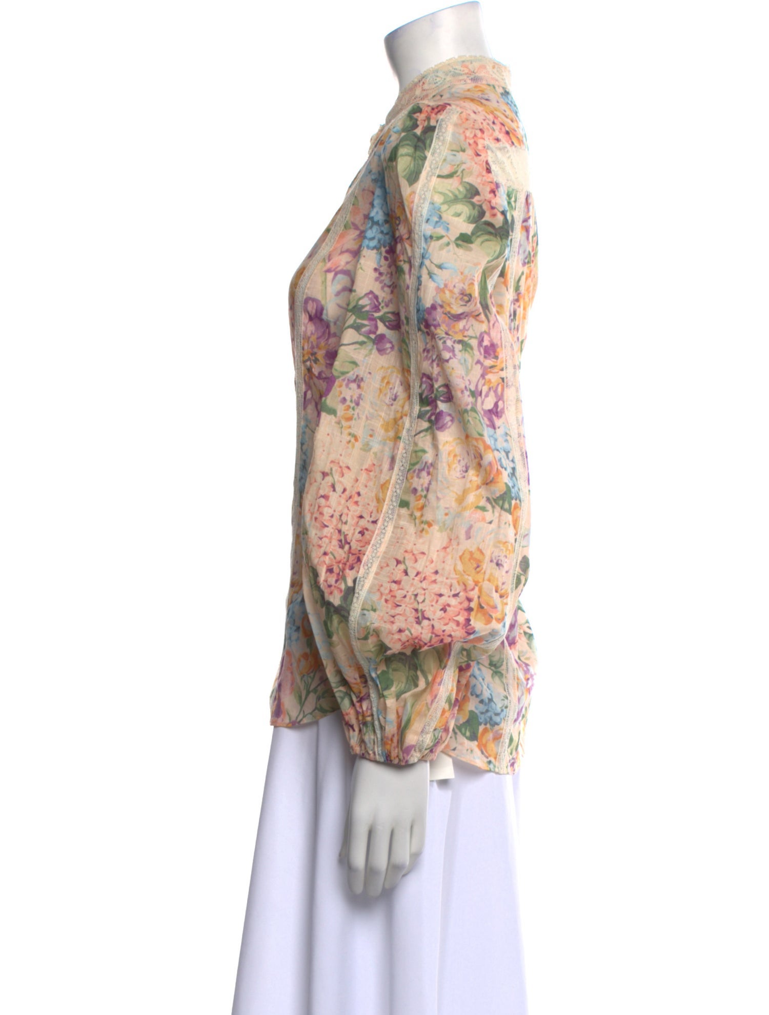 Zimmermann Floral Print Mock Neck Blouse w/ Tags