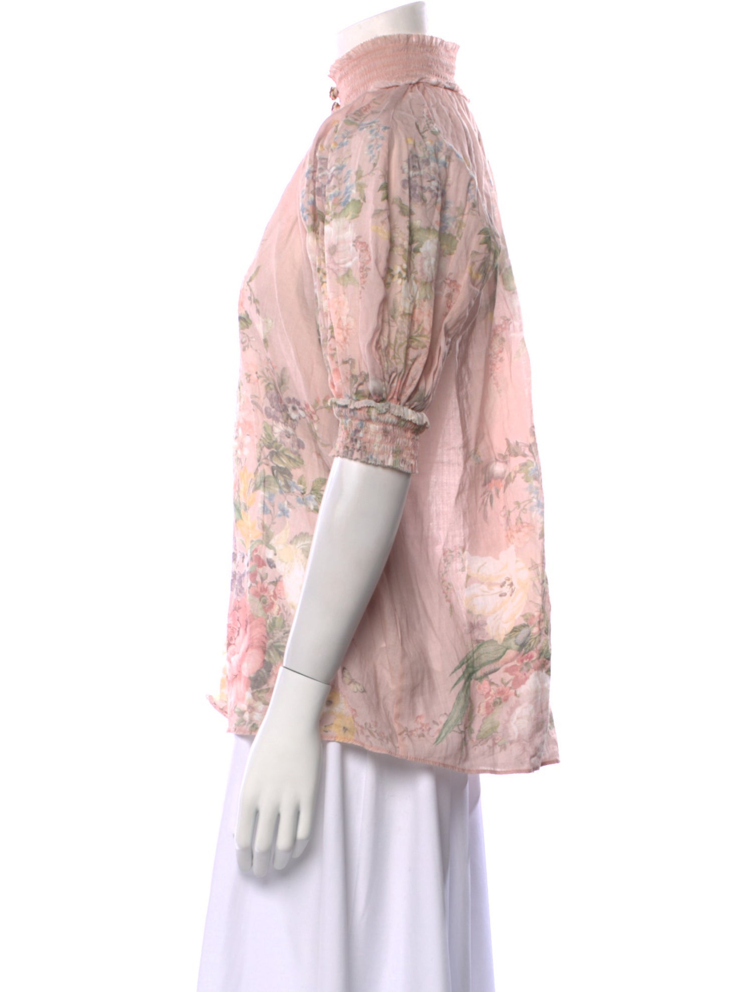 Zimmermann Floral Print Mock Neck Blouse