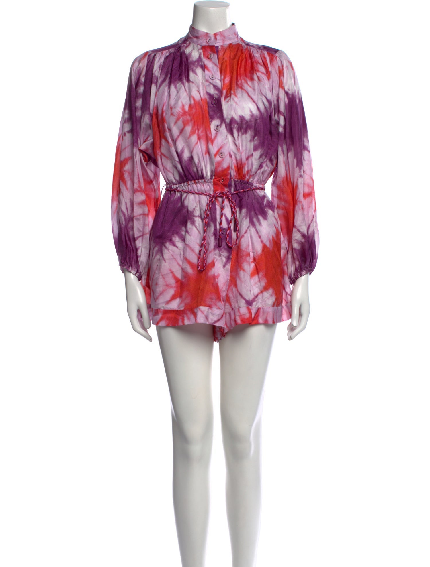 Zimmermann Silk Tie-Dye Print Romper