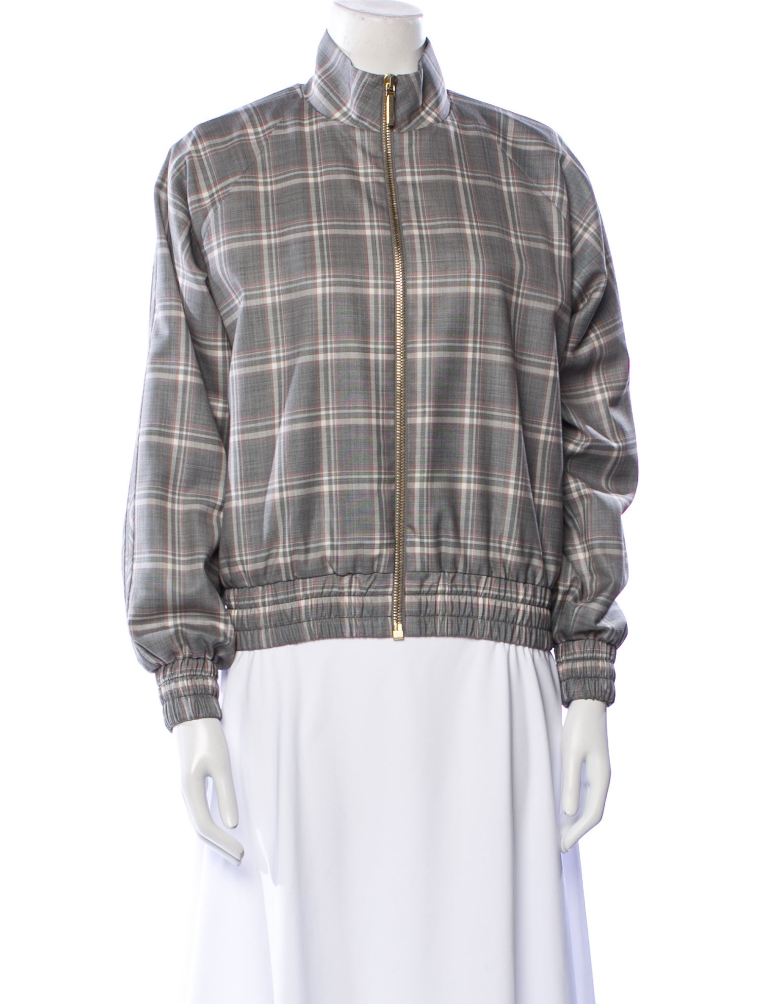 Zimmermann Wool Plaid Print Bomber Jacket