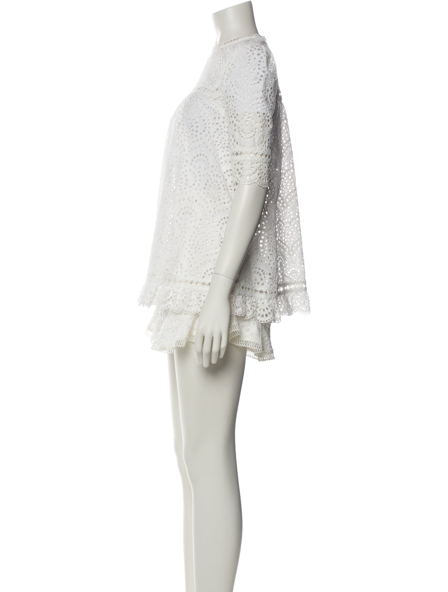 Zimmermann Lace Pattern Cutout Accent Short Set