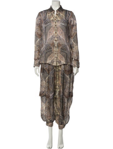 Pre-owned Zimmermann Silk Paisley Print Pantsuit W/ Tags In Neutral