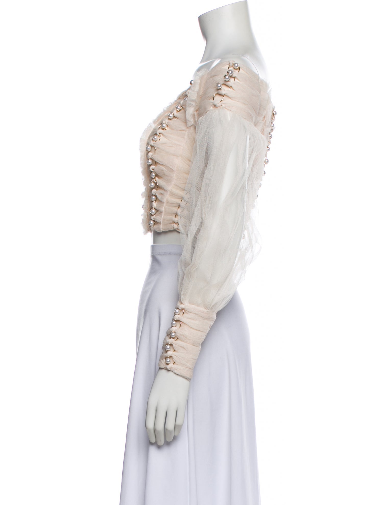 Zimmermann Off-The-Shoulder Three-Quarter Sleeve Crop Top