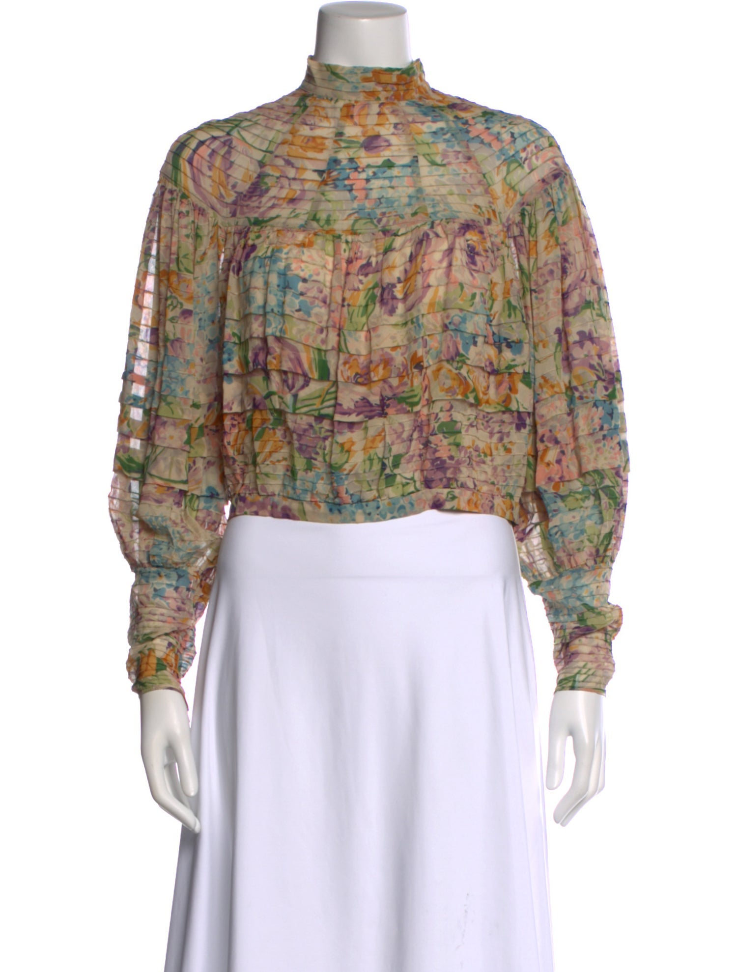 Zimmermann Floral Print Mock Neck Blouse