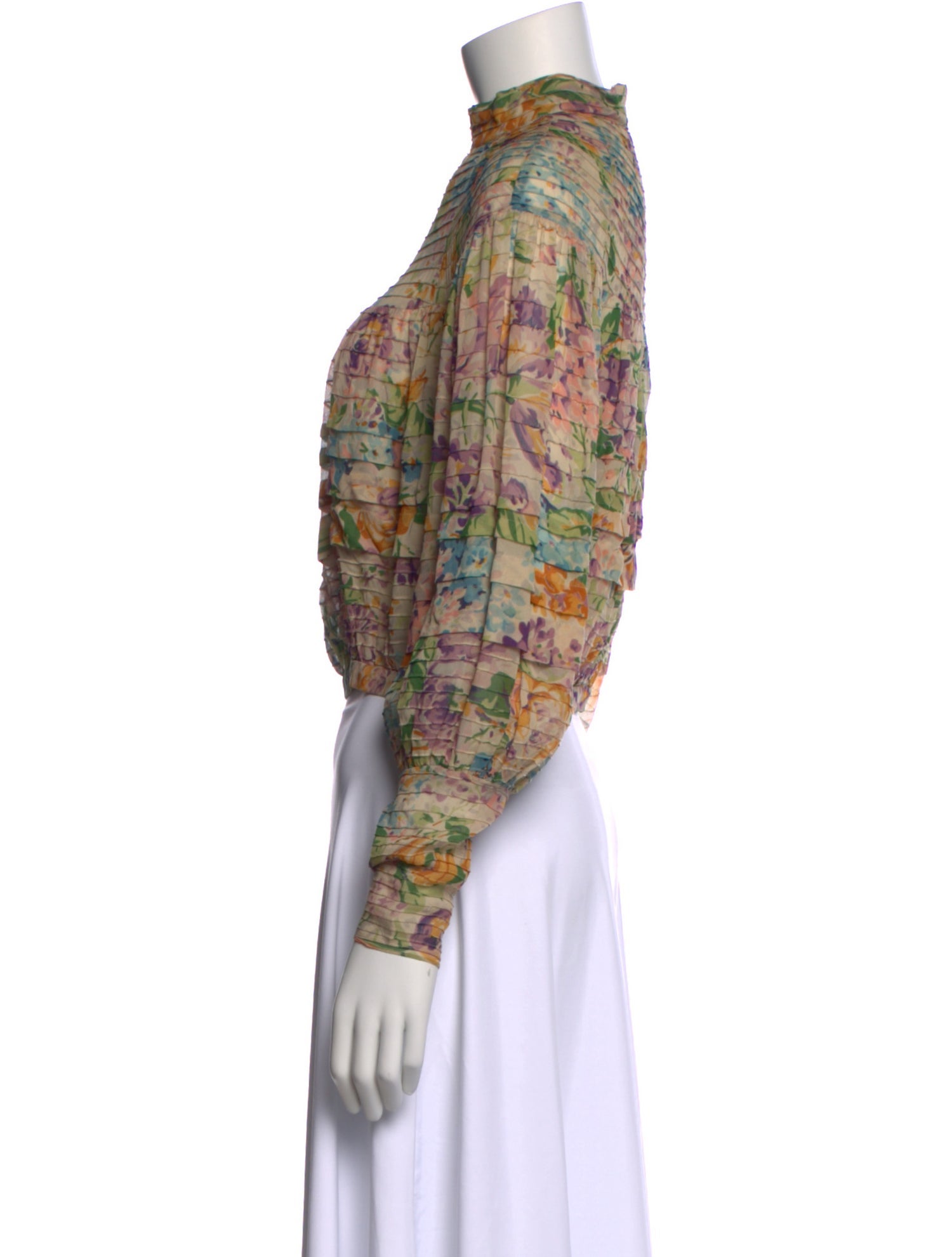 Zimmermann Floral Print Mock Neck Blouse