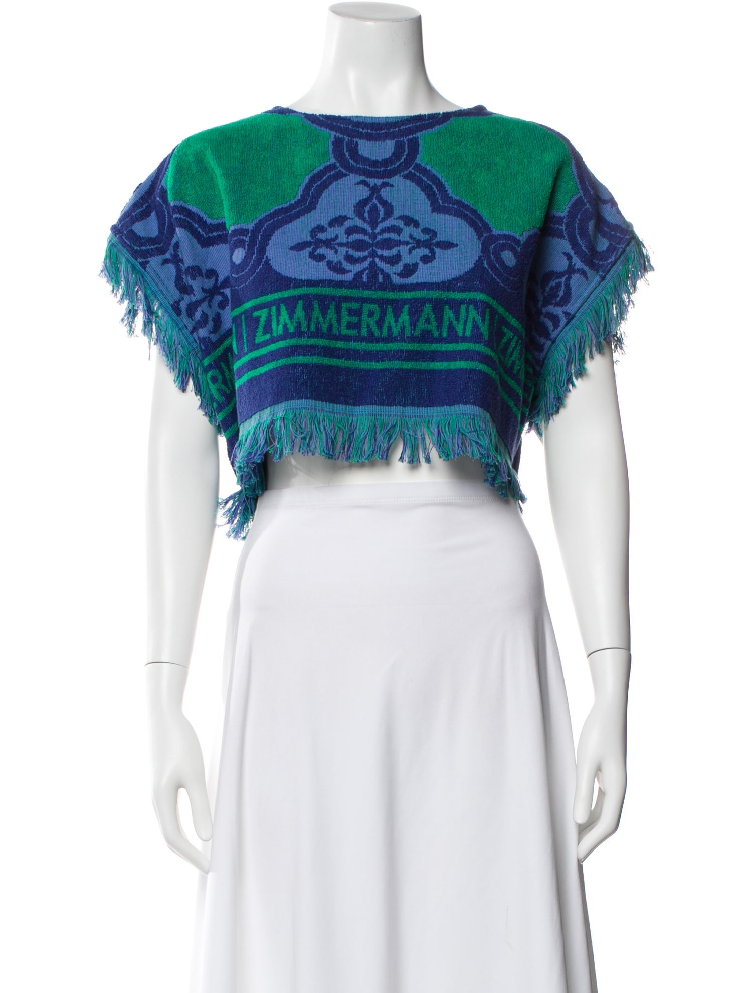 Zimmermann Patterned Crew Neck Crop Top