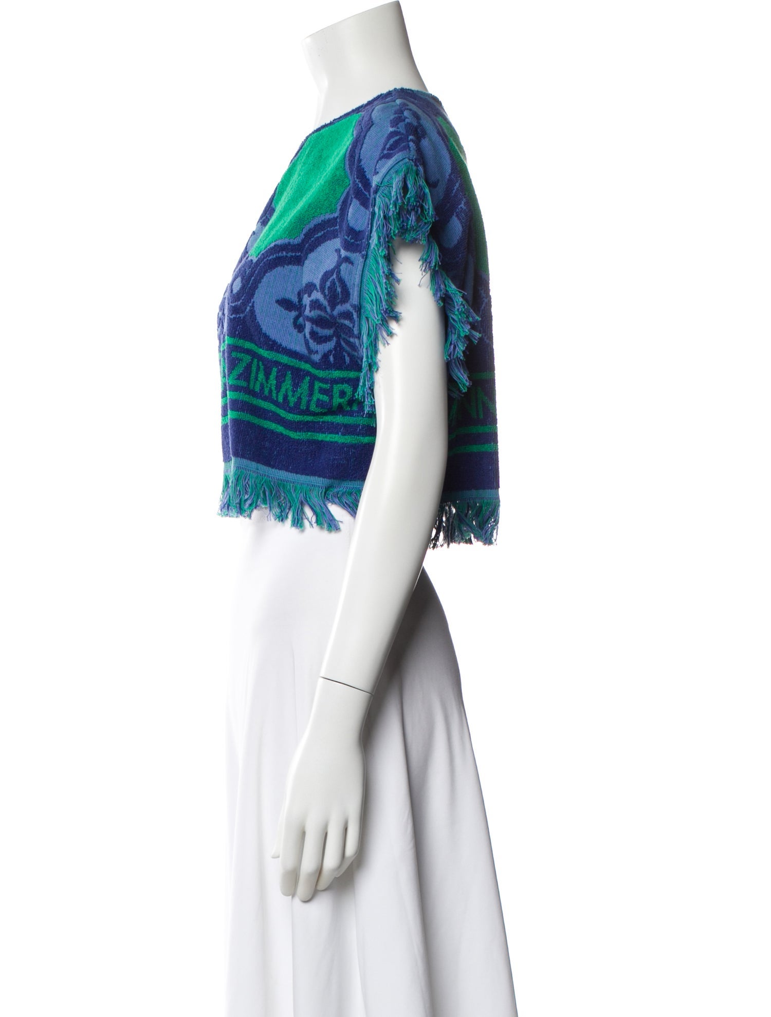 Zimmermann Patterned Crew Neck Crop Top