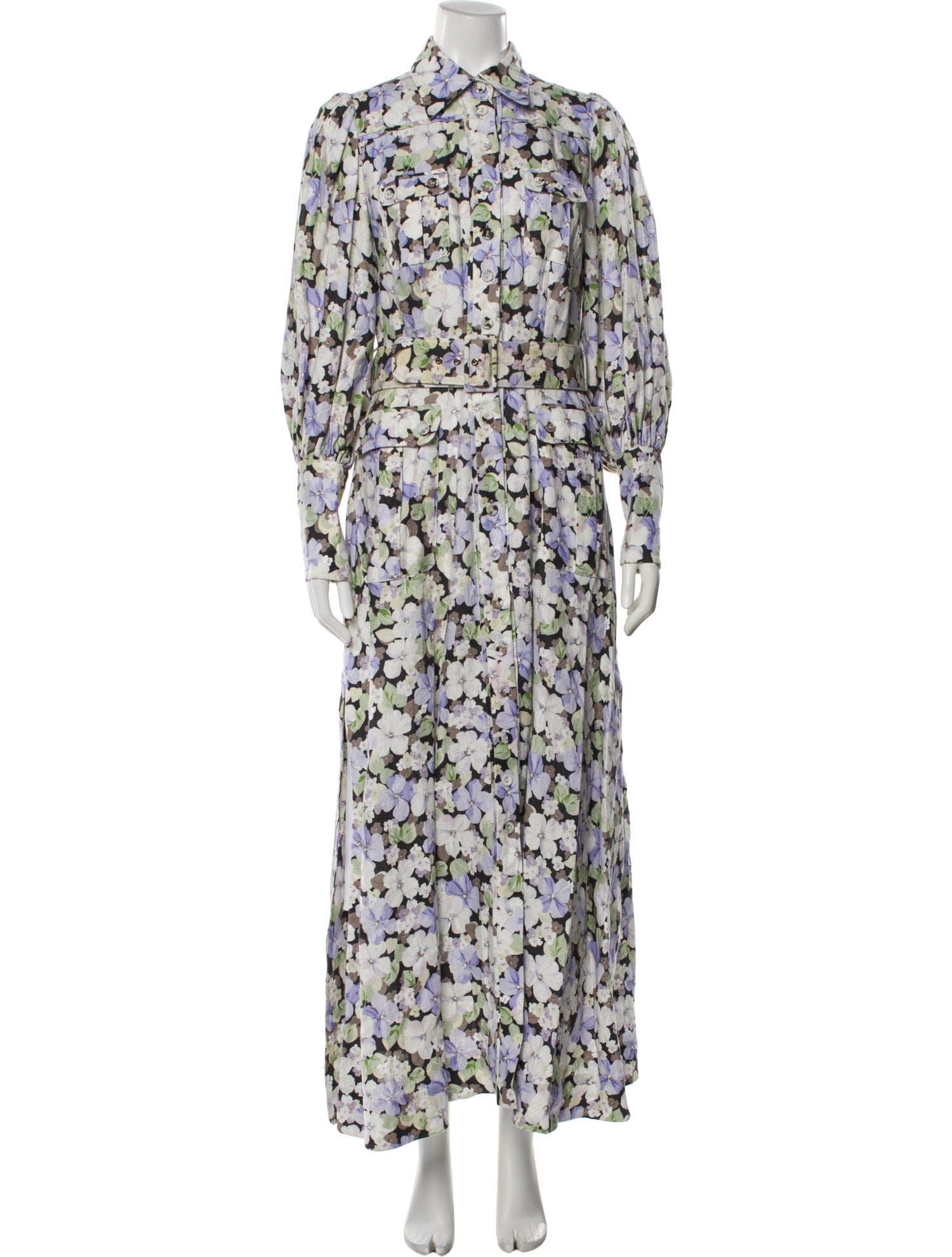 Zimmermann Linen Floral Print Trench Coat