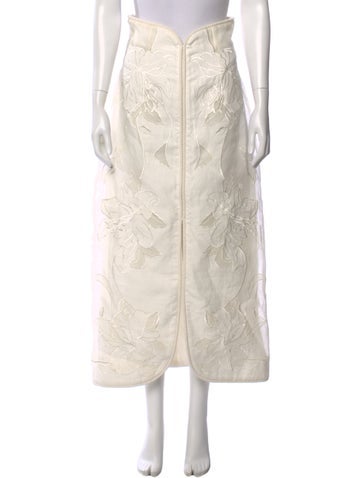 Pre-owned Zimmermann Linen Long Skirt In White
