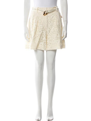 Pre-owned Zimmermann Lace Pattern Mini Shorts In White