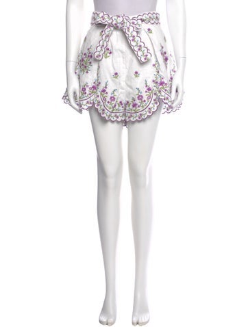 Pre-owned Zimmermann Linen Mini Shorts In White