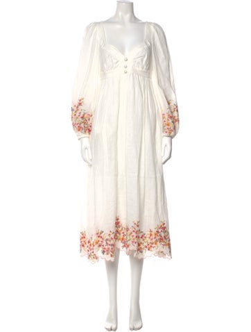 Pre-owned Zimmermann Linen Midi Length Dress In White