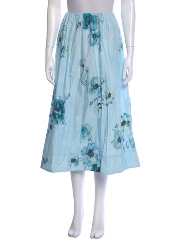 Pre-owned Zimmermann Floral Print Midi Length Skirt In Blue