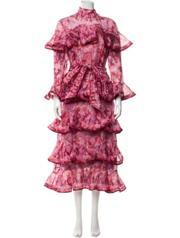 Pre-owned Zimmermann Linen Long Dress W/ Tags In Pink