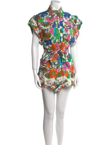 Pre-owned Zimmermann Linen Printed Romper In White