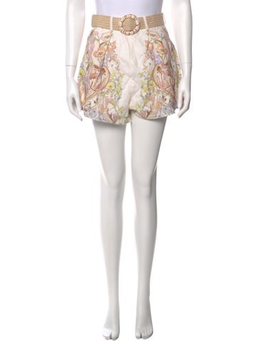 Pre-owned Zimmermann Linen Mini Shorts In Neutral