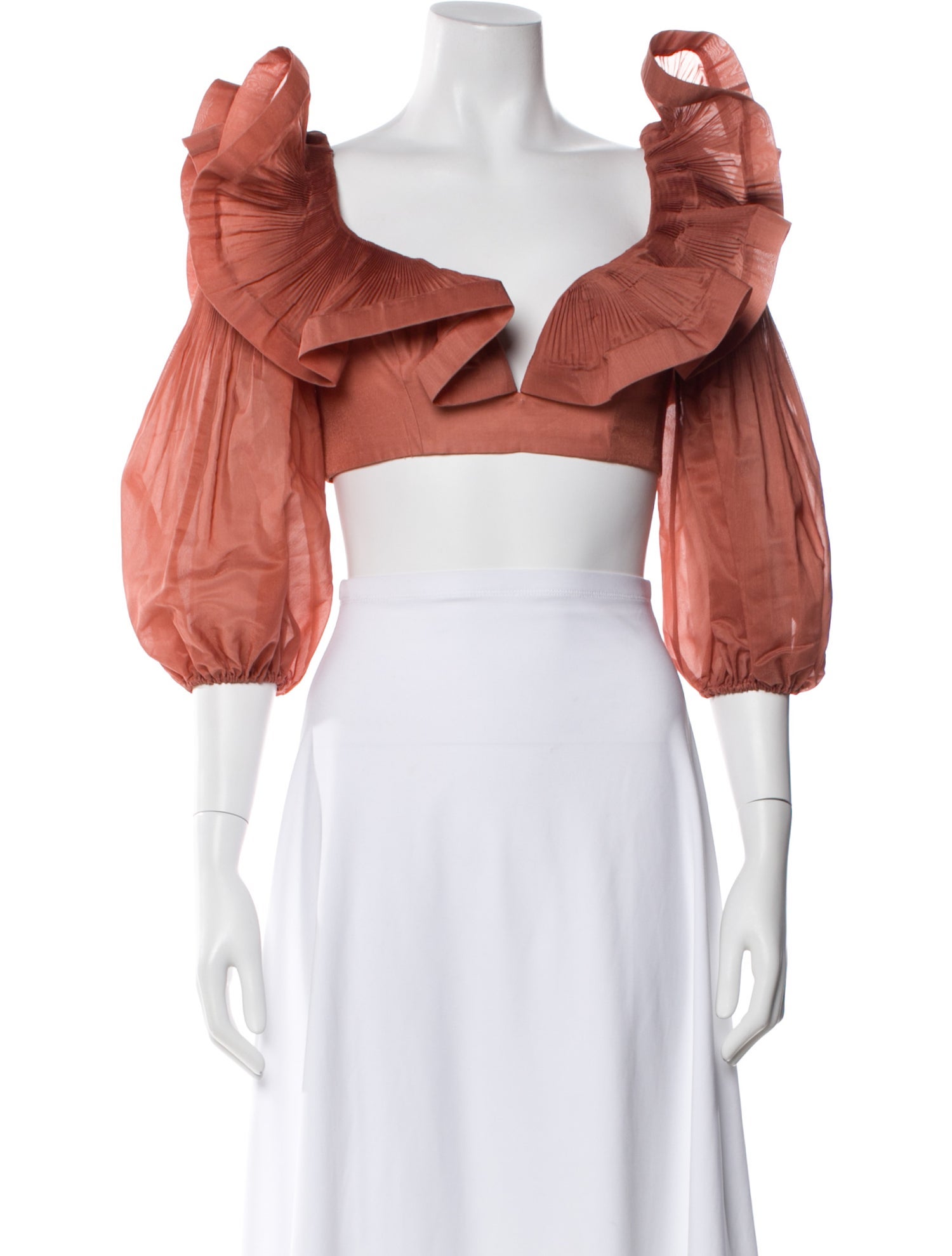 Zimmermann V-Neck Long Sleeve Crop Top w/ Tags