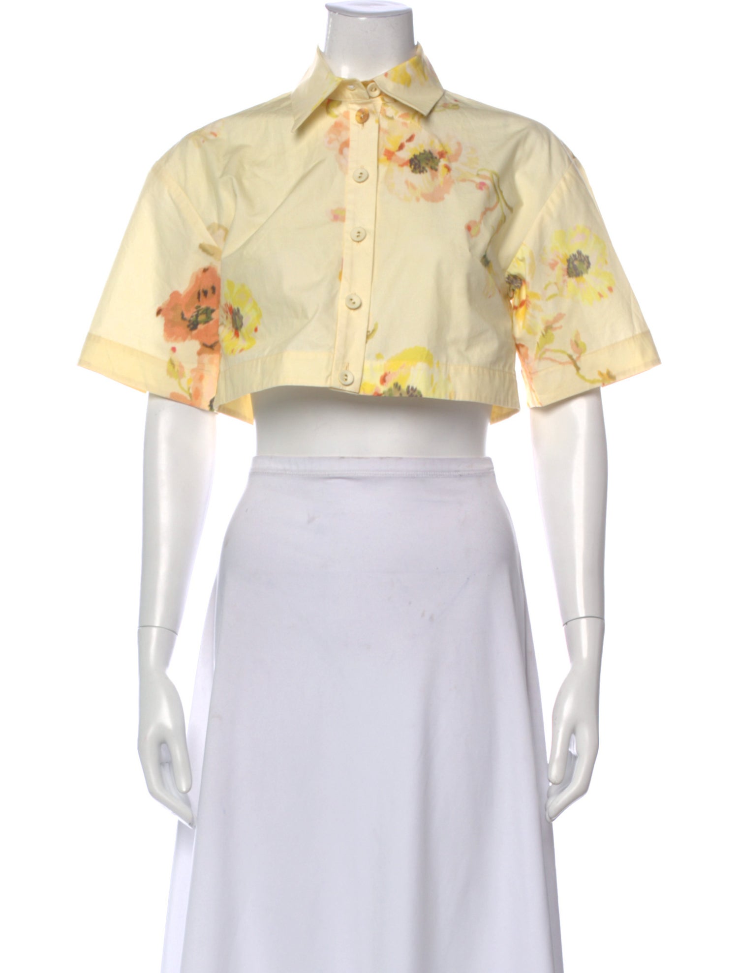 Zimmermann Floral Print Short Sleeve Crop Top