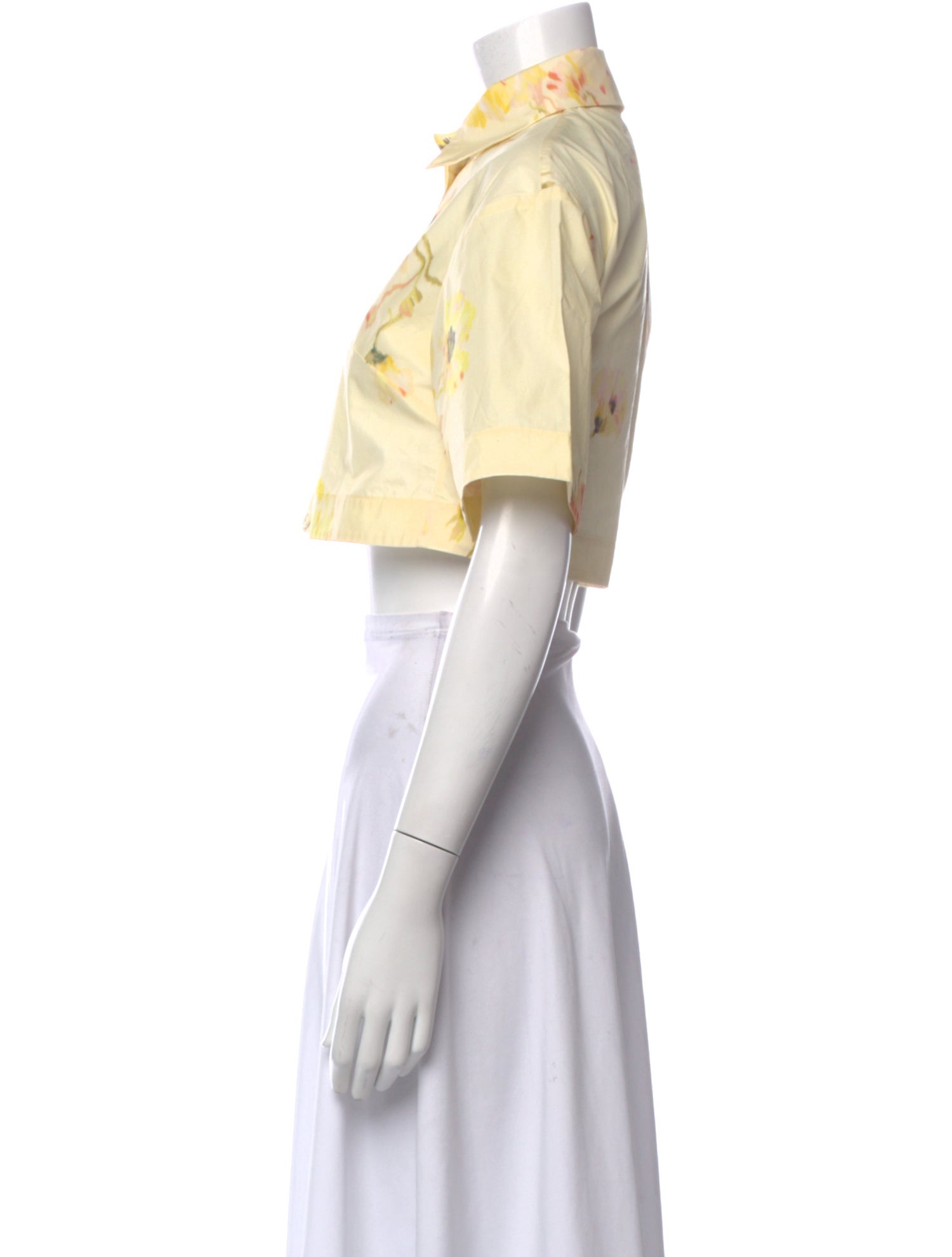 Zimmermann Floral Print Short Sleeve Crop Top