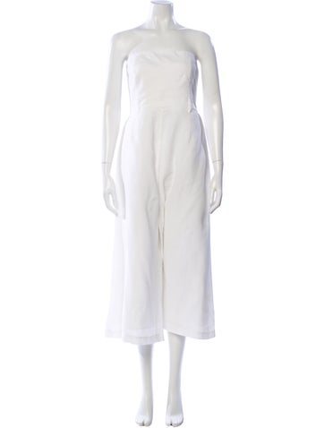 Pre-owned Zimmermann Linen Strapless Jumpsuit In White