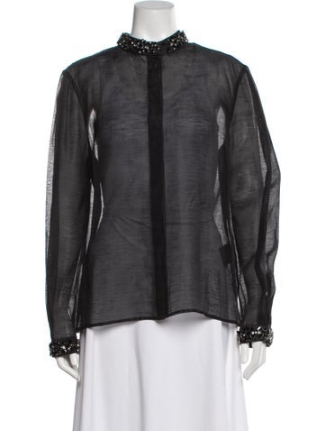 Pre-owned Zimmermann Linen Long Sleeve Blouse In Gray