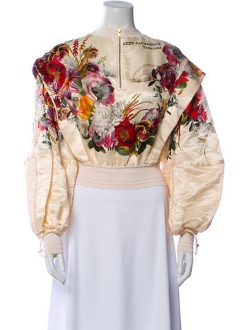 Pre-owned Zimmermann Linen Floral Print Sweatshirt In Neutral