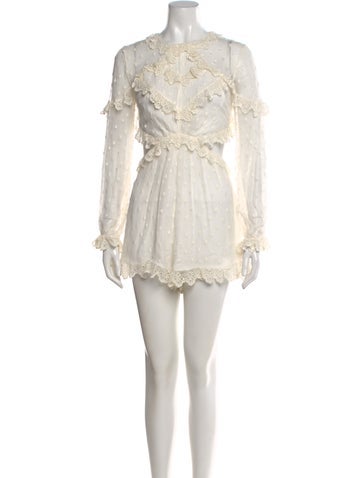Pre-owned Zimmermann Silk Lace Pattern Romper In Neutral