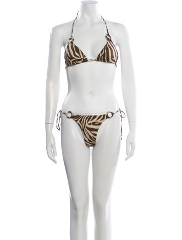 Pre-owned Zimmermann Animal Print Bikini W/ Tags In Neutral