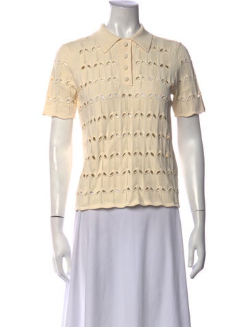 Pre-owned Zimmermann Patterned Crew Neck Polo In Neutrals