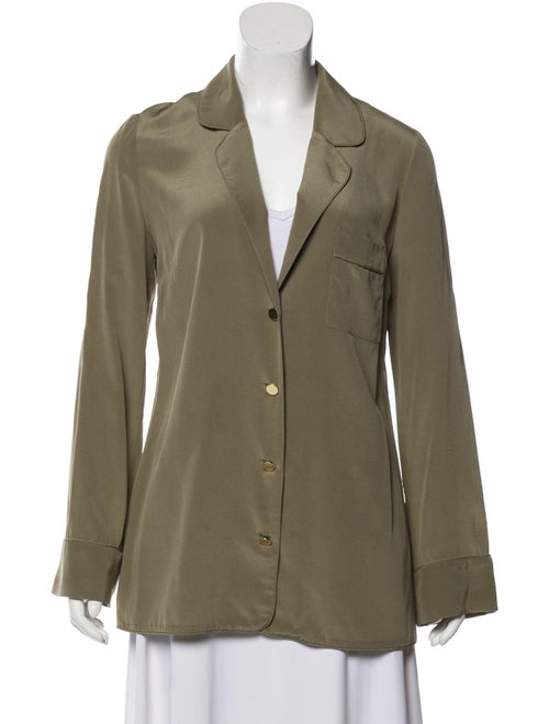 Zimmermann Silk Long Sleeve Blouse Olive