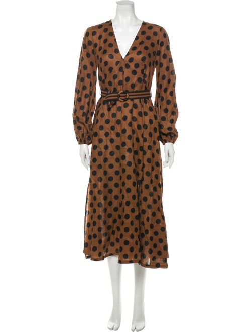 Zimmermann Polka Dot Print Long Dress Brown