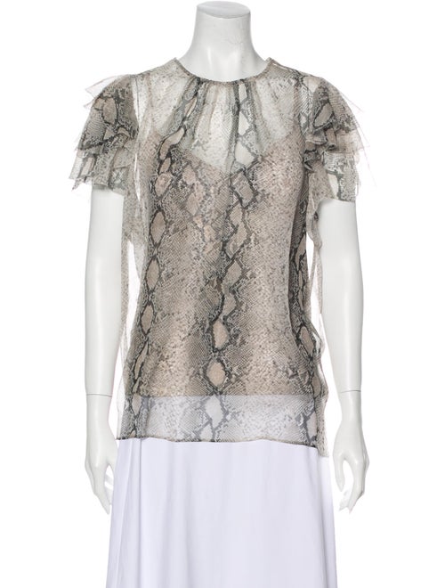 Zimmermann Silk Animal Print Blouse Grey