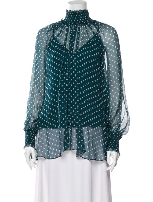Zimmermann Silk Polka Dot Print Blouse Green