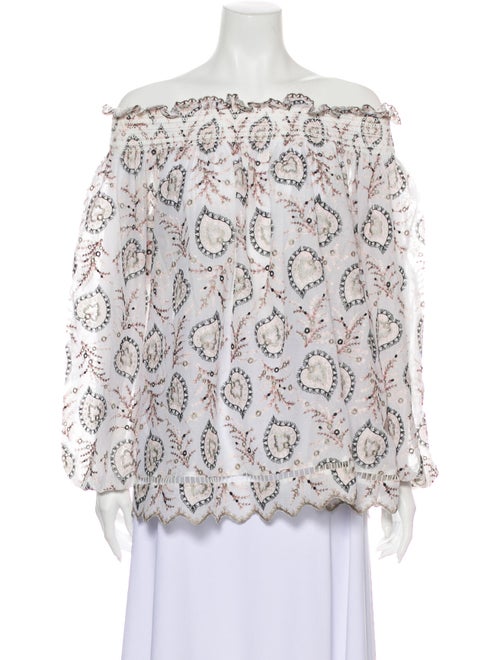 Zimmermann Printed Off-The-Shoulder Blouse White